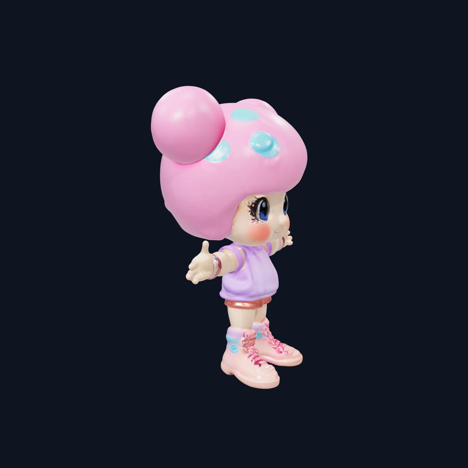 Cute PinkHaired Character Model Rigged and Animated